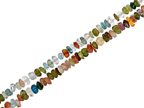 Multi-Stone Appx 3-4mm Irregular Plain and Faceted Rondelle/Disco Bead Strand Set of 2 Appx 14"