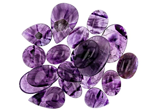 Amethyst Undrilled Cabochon Mix Shape Parcel in Assorted Sizes appx. 15-20 Pieces