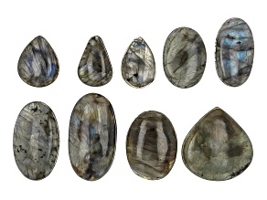 1/4lb Labradorite Grooved Cabochon Parcel appx 25-45mm