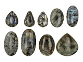 1/4lb Labradorite Grooved Cabochon Parcel appx 25-45mm