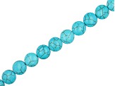 Blue Ceramic Flat Round & Square Shape Bead Strand Set of 4 appx 15-16"