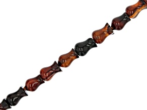 Multi-Color Agate Hand Carved appx 12x8mm Tulip Shape Bead Strand appx 14-15"