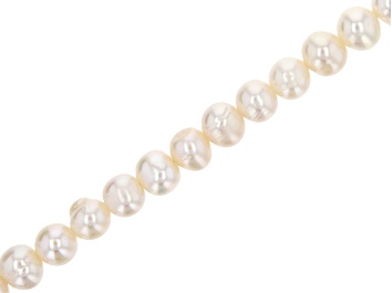 Picture of White Cultured Freshwater Pearl appx 7-8mm Potato Shape Bead Strand appx 13.5-14"