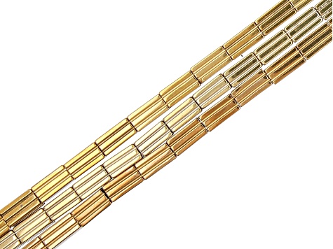 Hematine appx 8x4mm Grooved Rectangle Bead Strand Set of 10 in 10 Colors appx 15"