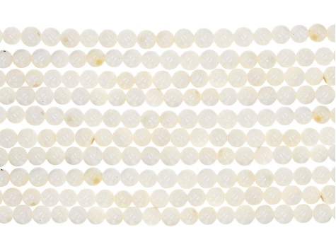 White Mother of Pearl & Shell appx 5.5-6mm Round Bead Strand Set of 10 appx 15-16"