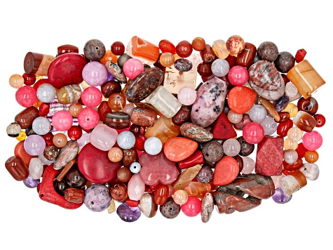 1lb Warm Shades Mixed Bead Parcel in Assorted Shapes and Sizes