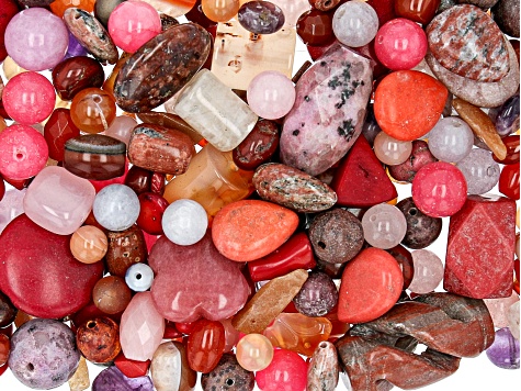 1lb Warm Shades Mixed Bead Parcel in Assorted Shapes and Sizes