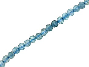 Blue Tourmaline Faceted appx 2mm Round Bead Strand appx 15-16"