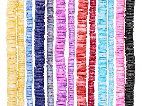 Multi-Color Shell Rondelle appx 4-6mm Bead Strand Set of 13