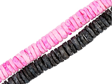 Multi-Color Shell Rondelle appx 4-6mm Bead Strand Set of 13