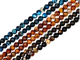 Quench-Crackled Agate appx 6mm Round Bead Strand Set of 6 in 3 Colors appx 14-15"