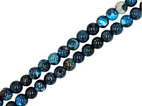 Quench-Crackled Agate appx 6mm Round Bead Strand Set of 6 in 3 Colors appx 14-15"