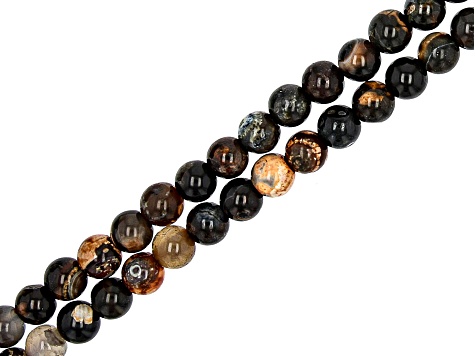 Quench-Crackled Agate appx 6mm Round Bead Strand Set of 6 in 3 Colors appx 14-15"