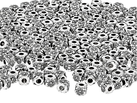 Antiqued Silver Tone Flower Cube Shape Spacer Beads in 2 Sizes 500 Pieces Total