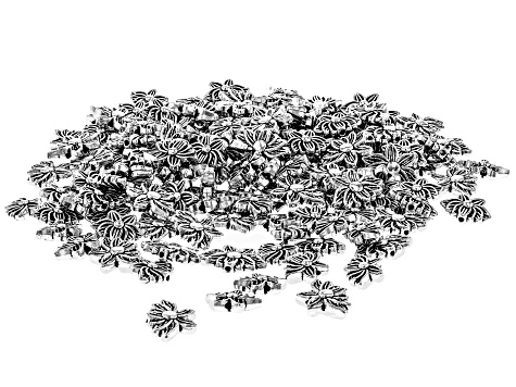 Antiqued Silver Tone Lotus Longevity Flower Spacer Beads in 2 Styles and Sizes 150 Pieces Total