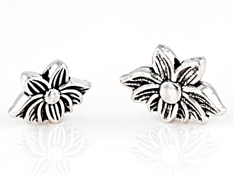 Antiqued Silver Tone Lotus Longevity Flower Spacer Beads in 2 Styles and Sizes 150 Pieces Total