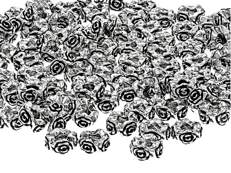 Antiqued Silver Tone Floral Texture appx 8x4.5mm Round Large Hole Spacer Beads 100 Pieces Total