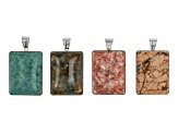 Focal Pendant appx 42x33mm with Silver Tone Bail Set of 4 in 4 Stones