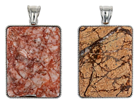 Focal Pendant appx 42x33mm with Silver Tone Bail Set of 4 in 4 Stones