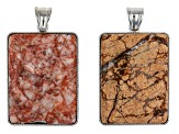 Focal Pendant appx 42x33mm with Silver Tone Bail Set of 4 in 4 Stones