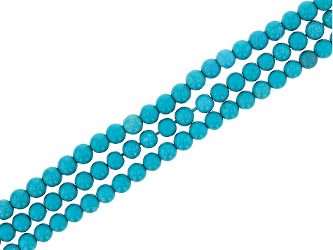 Blue Turquoise Color Stone appx 3.5-5.5mm Round Bead Strand Set of 10 appx 14"