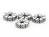 Antiqued Silver Tone Flat appx 8x2.5mm Round Large Hole Spacer Beads appx 150 Beads Total