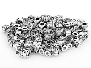 Family Love Spacer Bead in Antiqued Silver Tone Large Hole Large Hole in 4 Styles 145 Pieces Total