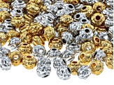 Gold Tone and Silver Tone Floral Design appx 6x4.5mm Spacer Bead appx 300 Pieces Total