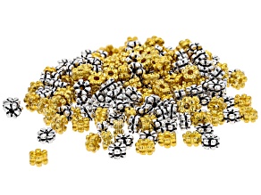 Double Daisy Design Spacer Beads in Antique Silver Tone and Gold Tone appx 5X3mm 200 pieces total