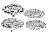 Stainless Steel Flat Round Large Hole Spacer Beads in 4 Sizes appx 300 Beads Total