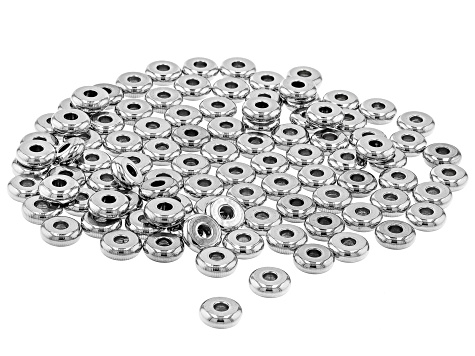 Stainless Steel Flat Round Large Hole Spacer Beads in 4 Sizes appx 300 Beads Total