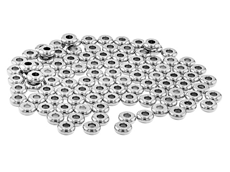 Stainless Steel Flat Round Large Hole Spacer Beads in 4 Sizes appx 300 Beads Total