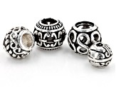 Antiqued Silver Tone Round Large Hole Spacer Beads in 4 Styles appx 150 Pieces Total