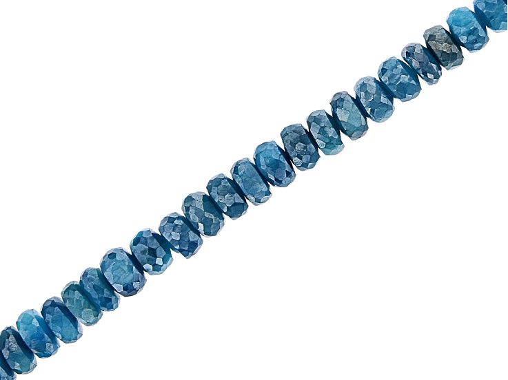 Blue Moonstone appx 6x4-8x6mm Faceted Rondelle Appx 16