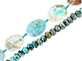 Terra Agate appx 10x14mm Rondelle and appx 30x40mm Free Form Oval Set of 2 Bead Strands appx 13-14"