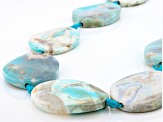 Terra Agate appx 10x14mm Rondelle and appx 30x40mm Free Form Oval Set of 2 Bead Strands appx 13-14"