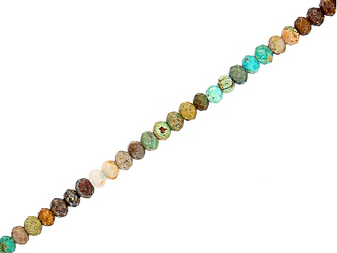 Hubei Turquoise and Matrix appx 2x3mm Faceted Rondelle Strand appx 15-16"