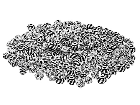 Indonesian Inspired Spacer Beads in Silver Tone in 3 Sizes appx 250 Pieces Total