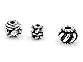 Indonesian Inspired Spacer Beads in Silver Tone in 3 Sizes appx 250 Pieces Total