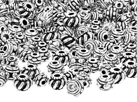 Indonesian Inspired Spacer Beads in Silver Tone in 3 Sizes appx 250 Pieces Total