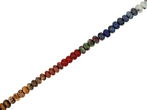Mixed-Stone appx 5.5-6.5mm Roundelle Bead Strand appx 15-16"