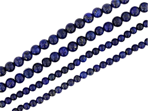 Lapis Lazuli appx 4-6mm Round Bead Strands appx. 14-15.5" Total of 4 Strands