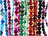 Agate Round Bead Strands Set of 15 in 5 Colors