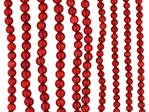 Coral Round Bead appx 3-5mm Strand Set of 10 appx 14-15.5"