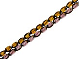 Glass Oval Bead appx 6x4mm Strand Set with Gold Tone Framing in 5 Colors