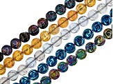 Rose Shape AB Coated Glass appx 10x4mm Bead Strand Set in 5 Colors