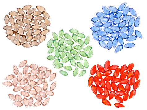 Briolette Side Drilled Glass Beads Set of 5 colors appx 175 pcs Total
