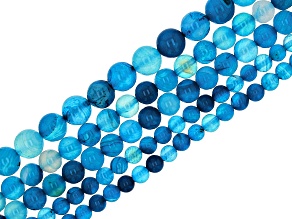 Cerulean Agate appx 6-10mm Round Bead Set of 5 Strands