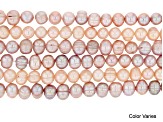 Multicolor 8-9mm Freshwater Potato Pearls with Rings 13-14" Strand Set of 2