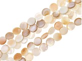 Mother of Pearl Square Flat appx 10x10mm and Round Flat 8.5-9mm Bead Strand Set of 10